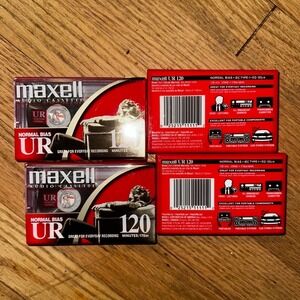 Maxell UR 120 Blank Audio Cassette Tapes 4-Pack Normal Bias Type I Sealed New‎